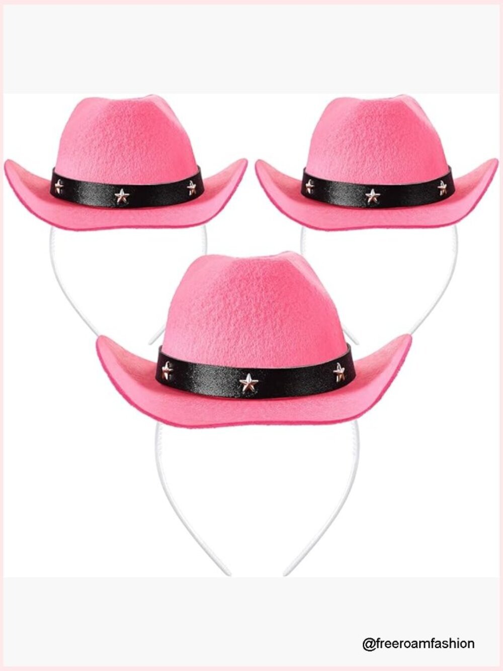 Set of 3 Detachable Cowgirl Hat Headbands Mini Cowboy Costume Hair Accessory